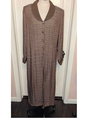 vintage 80's Alix Taylor Brown Long Sleeve dusterPlus Size 16